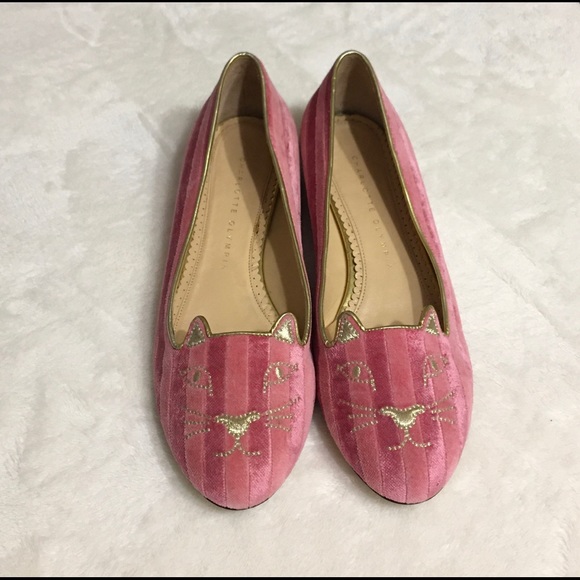 Charlotte Olympia Shoes - Charolette Olympia Pretty Kitty Pink Velvet